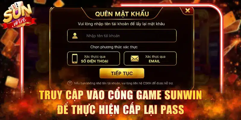 Truy cập vào cổng game để thực hiện cấp lại pass
