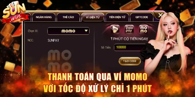 Thanh toán qua ví Momo với tốc độ xử lý chỉ 1 phút