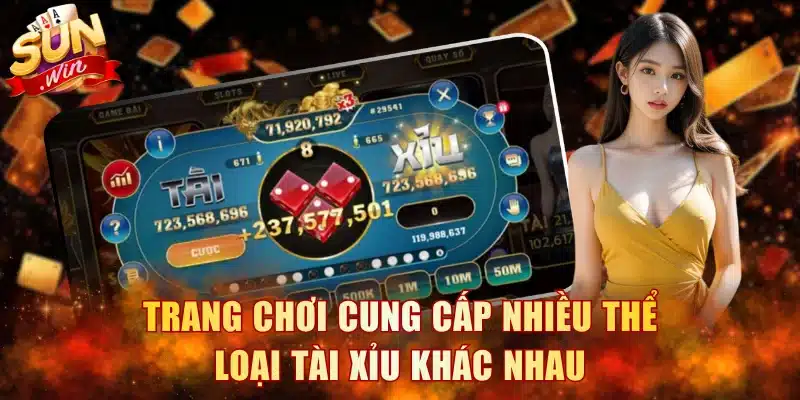 Trang chơi cung cấp nhiều thể loại tài xỉu khác nhau